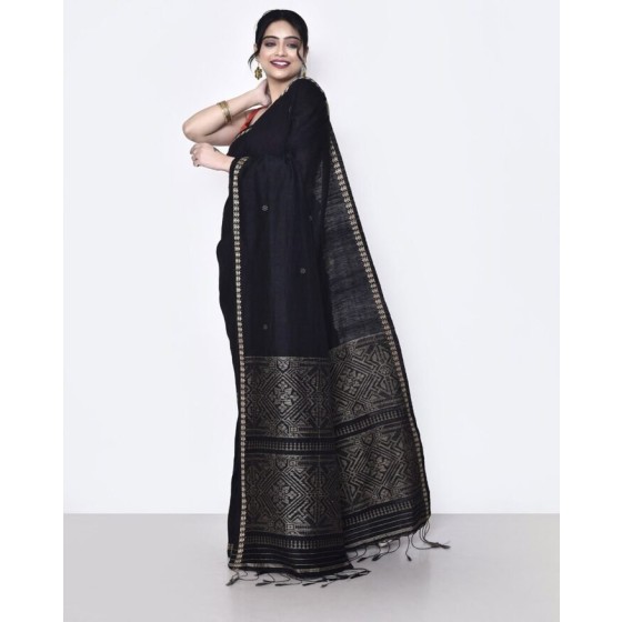 Striped Saree with Contrast Border